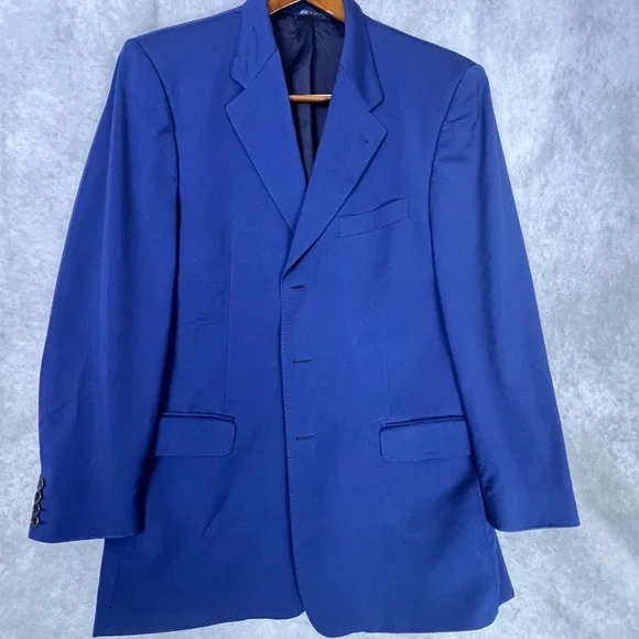 Luciano Carreli Angelico Italian Wool Blazer Sport Coat Royal Blue Mens 3 Button - Picture 3 of 16